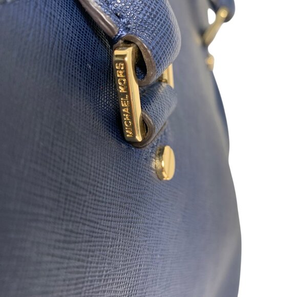 MICHAEL KORS Selma Navy Blue Saffiano Leather Medium Satchel Shoulder Bag - Picture 5 of 13